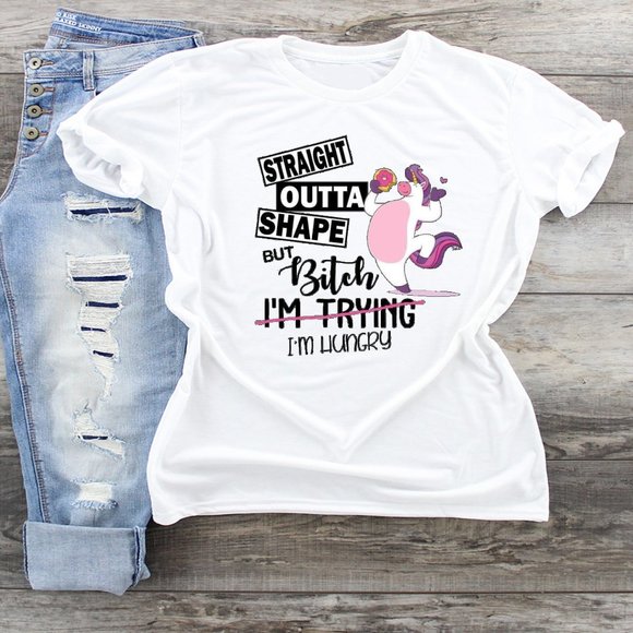 Tops - Straight Outta Shape Unicorn Tshirt